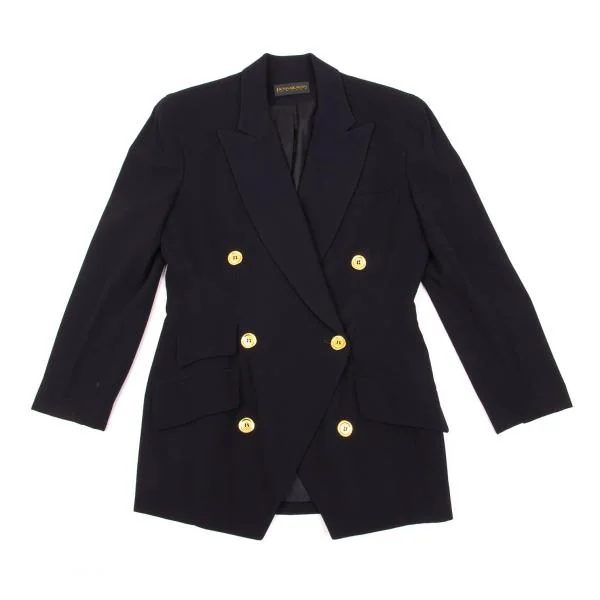 DONNA KARAN NEW YORK Gold Button Double Tailored Jacket K-154010_002
