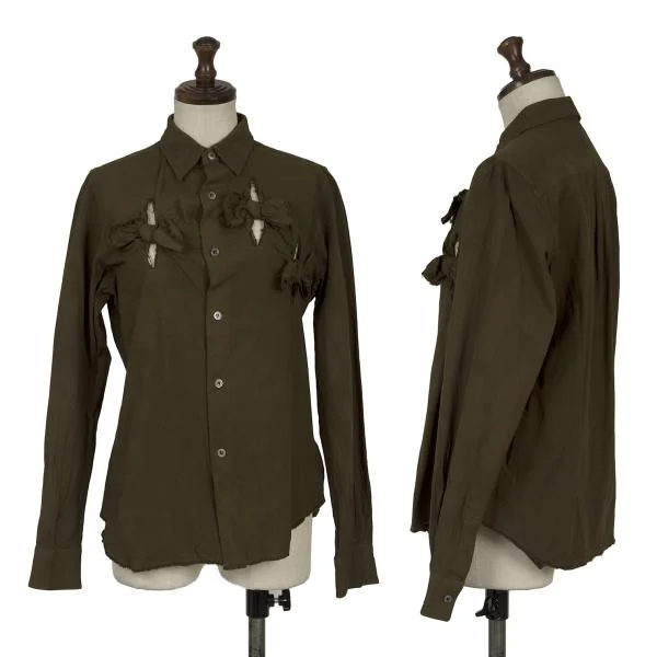COMME des GARCONS Dyed Knot Design Long Sleeve Shirt Khaki M K-154048_001