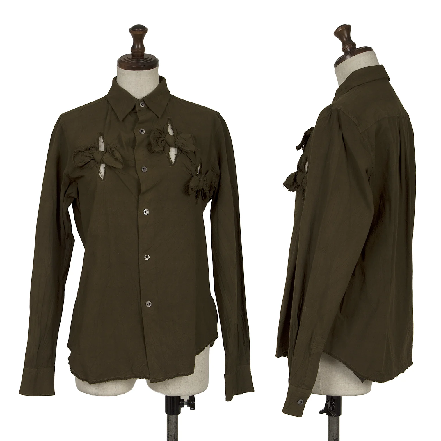 コムデギャルソンCOMME des GARCONS 製品染めノットデザイン長袖シャツ カーキM 【レディース】 新品!コムデギャルソンCOMME des GARCONS 製品染めノット