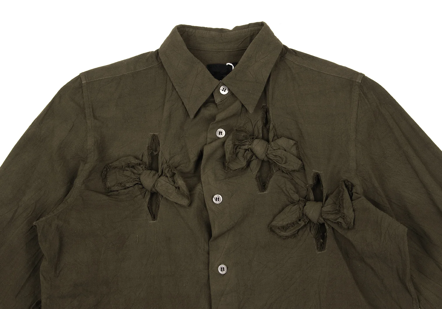 コムデギャルソンCOMME des GARCONS 製品染めノットデザイン長袖シャツ カーキM 【レディース】 新品!コムデギャルソンCOMME des GARCONS 製品染めノット