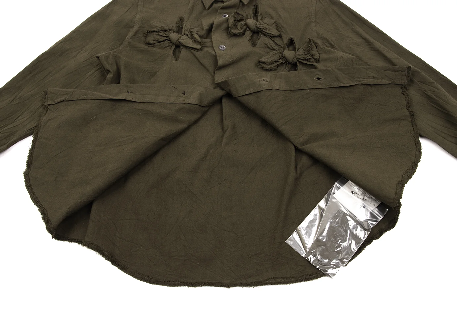コムデギャルソンCOMME des GARCONS 製品染めノットデザイン長袖シャツ カーキM 【レディース】 新品!コムデギャルソンCOMME des GARCONS 製品染めノット