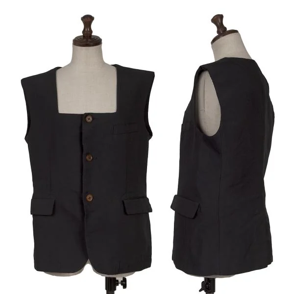 コムコム コムデギャルソンCOMME des GARCONS ポリスクエアネックベスト 紺S K-154071_001