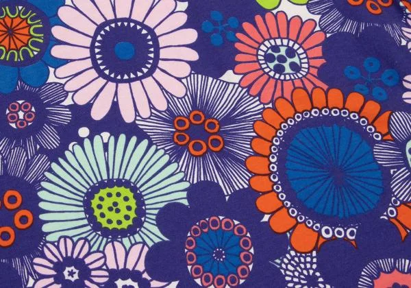 マリメッコmarimekko コットンフローラル総柄ノースリーブワンピース 青マルチXS K-154101_008