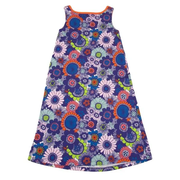 マリメッコmarimekko コットンフローラル総柄ノースリーブワンピース 青マルチXS K-154101_010