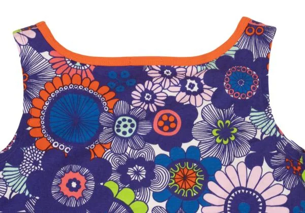 マリメッコmarimekko コットンフローラル総柄ノースリーブワンピース 青マルチXS K-154101_011