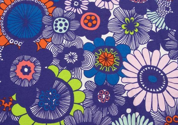 マリメッコmarimekko コットンフローラル総柄ノースリーブワンピース 青マルチXS K-154101_012