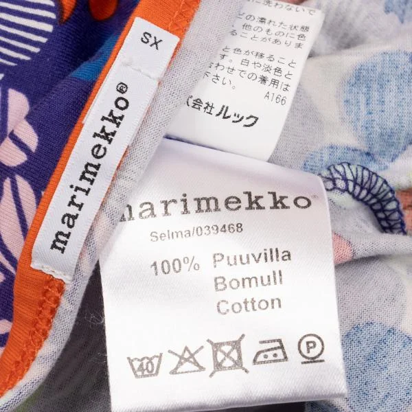 マリメッコmarimekko コットンフローラル総柄ノースリーブワンピース 青マルチXS K-154101_014