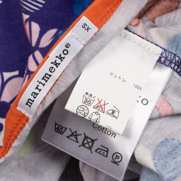 マリメッコmarimekko コットンフローラル総柄ノースリーブワンピース 青マルチXS K-154101_015