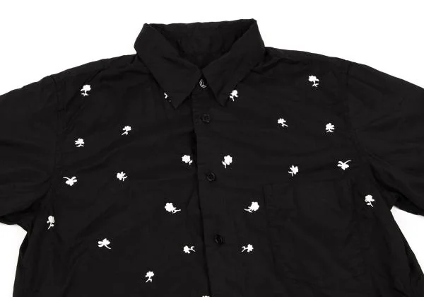 BLACK COMME des GARCONS Floral Embroidered Short Sleeve Shirt K-154109_003