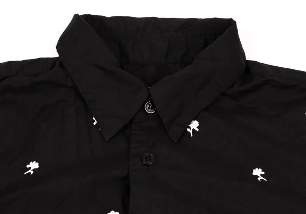 BLACK COMME des GARCONS Floral Embroidered Short Sleeve Shirt K-154109_004