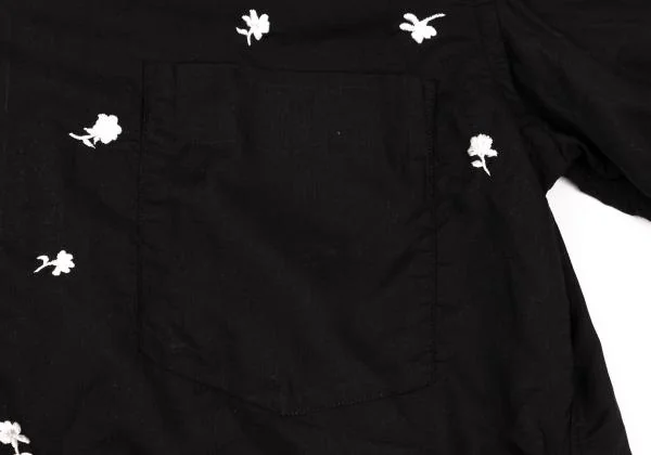 BLACK COMME des GARCONS Floral Embroidered Short Sleeve Shirt K-154109_005