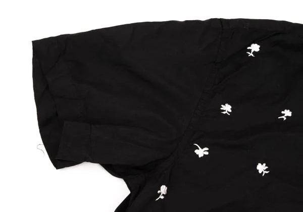 BLACK COMME des GARCONS Floral Embroidered Short Sleeve Shirt K-154109_007