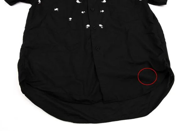 BLACK COMME des GARCONS Floral Embroidered Short Sleeve Shirt K-154109_008