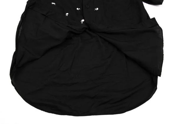 BLACK COMME des GARCONS Floral Embroidered Short Sleeve Shirt K-154109_011