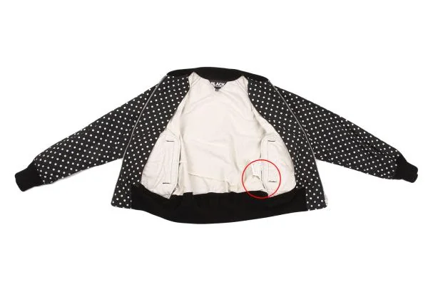 ブラックコムデギャルソンBLACK COMME des GARCONS 製品洗いドットMA-1ブルゾン 黒白XS K-154110_011