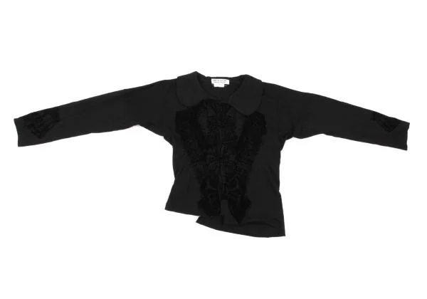 COMME des GARCONS Flocked Print Asymmetrical Round Collar Top K-154114_002