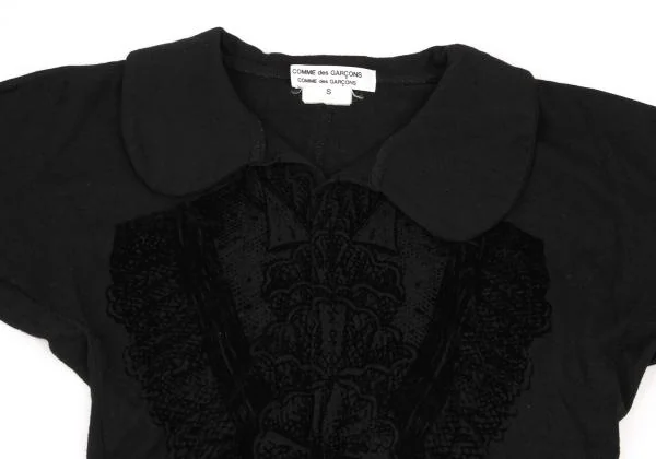 COMME des GARCONS Flocked Print Asymmetrical Round Collar Top K-154114_003