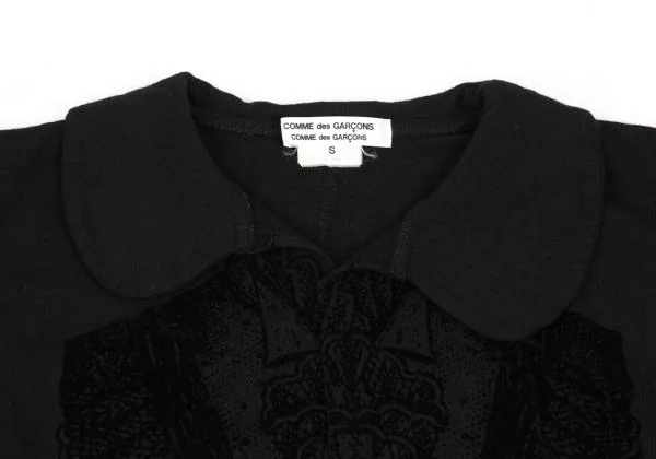 COMME des GARCONS Flocked Print Asymmetrical Round Collar Top K-154114_004