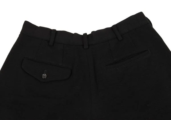 コムコム コムデギャルソンCOMME des GARCONS ウールストレッチツータックワイドショーツ 黒S K-154118_011