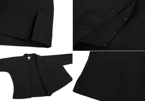コムコム コムデギャルソンCOMME des GARCONS ウール7分袖コックジャケット 黒S K-154125_011