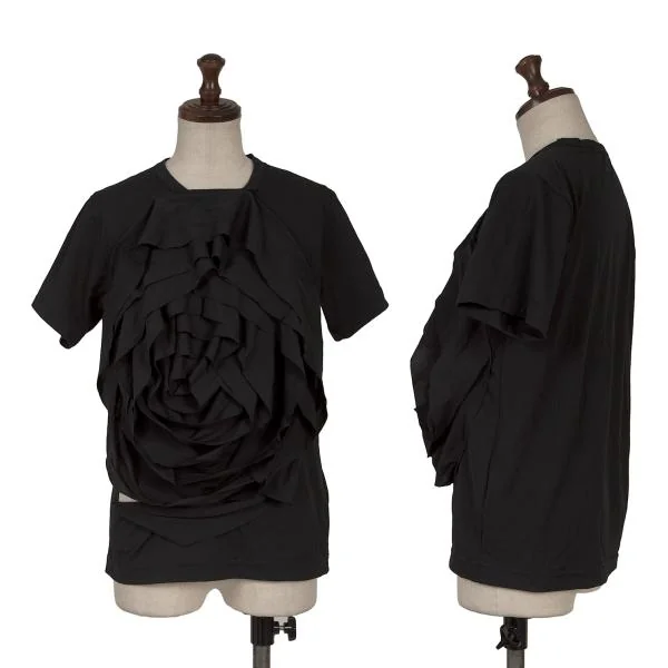 COMME des GARCONS 黒 ローズモチーフ Tシャツ コムデギャルソンCOMME des GARCONS ポリフロントローズデザイン