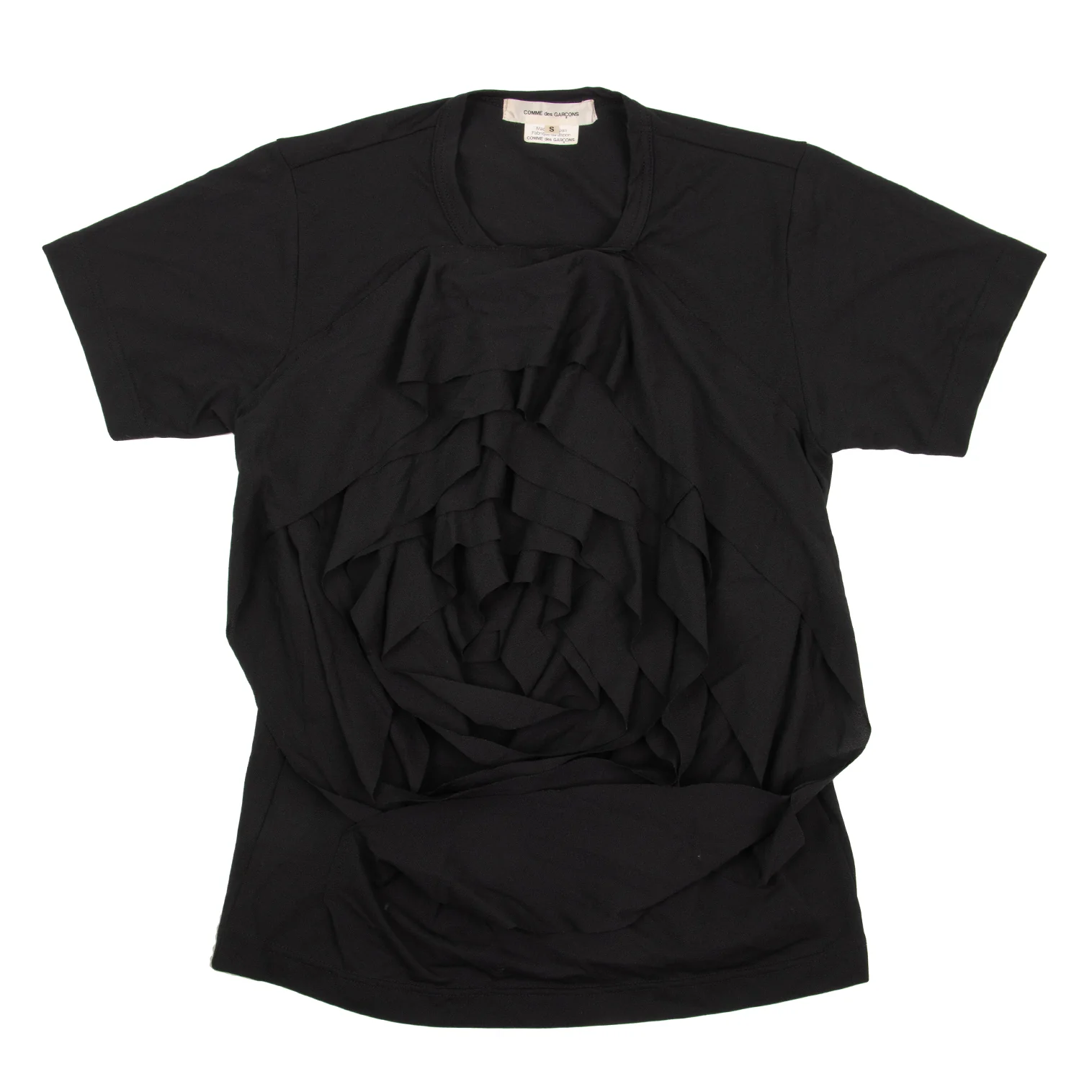 COMME des GARCONS 黒 ローズモチーフ Tシャツ コムデギャルソンCOMME des GARCONS ポリフロントローズデザイン