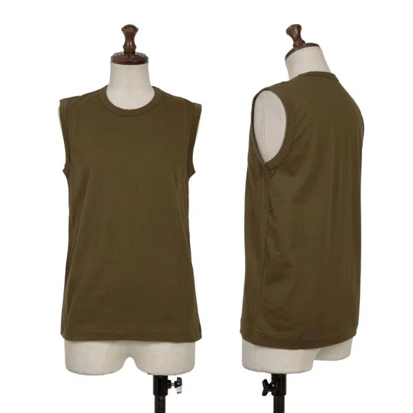 コムデギャルソンCOMME des GARCONS 天竺ノースリーブトップス カーキS K-154148_001