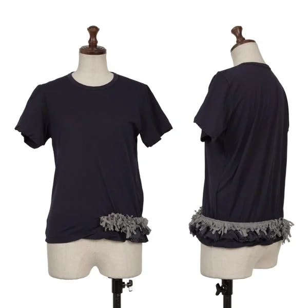 COMME des GARCONS Dyed Fringe Switching Stretch T-shirt Navy S-M K-154149_001