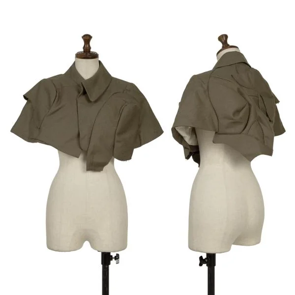 コムデギャルソンCOMME des GARCONS ウール切替デザインボレロ モカS K-154153_001