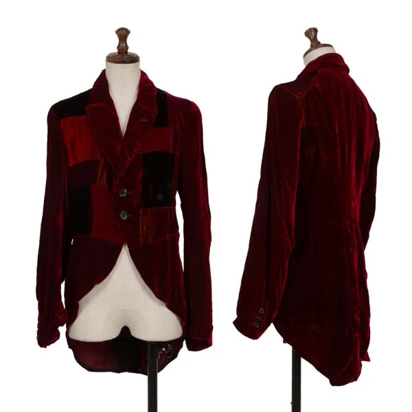 COMME des GARCONS Velour Switching Morning Jacket Bordeaux M K-154158_001