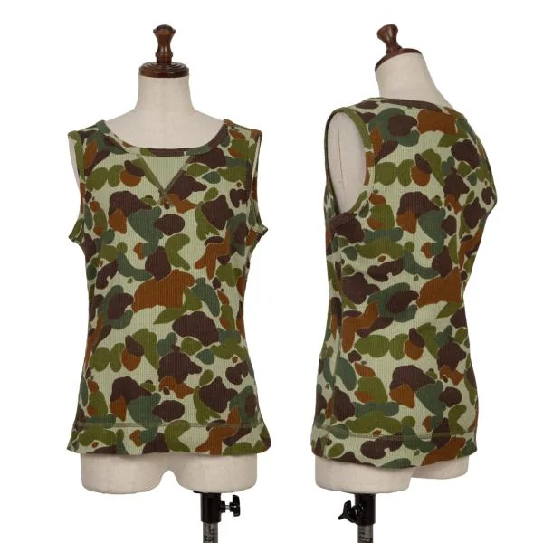 JUNYA WATANABE COMME des GARCONS Camo Printed Waffle Tank Top Khaki S K-154160_001