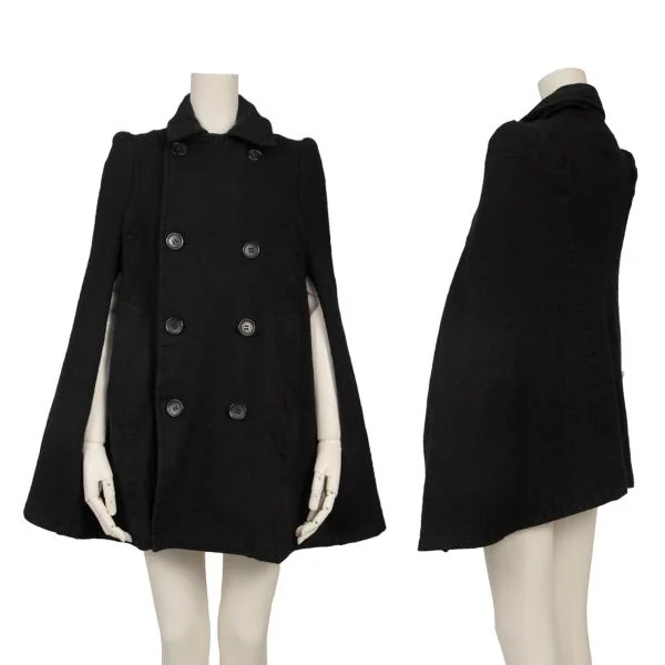 JUNYA WATANABE COMME des GARCONS Fulling Wool Poncho Coat Black S K-154169_001