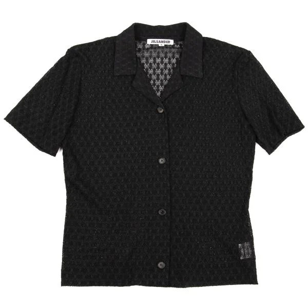 JIL SANDER Poly Rhombus Pattern Mesh Open Collar Shirt K-154221_002