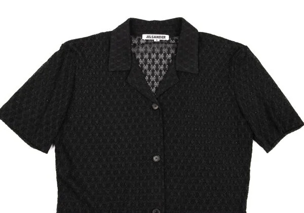 JIL SANDER Poly Rhombus Pattern Mesh Open Collar Shirt K-154221_003