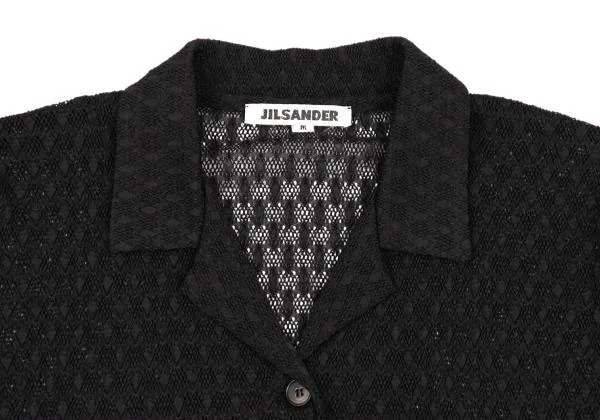 JIL SANDER Poly Rhombus Pattern Mesh Open Collar Shirt K-154221_004