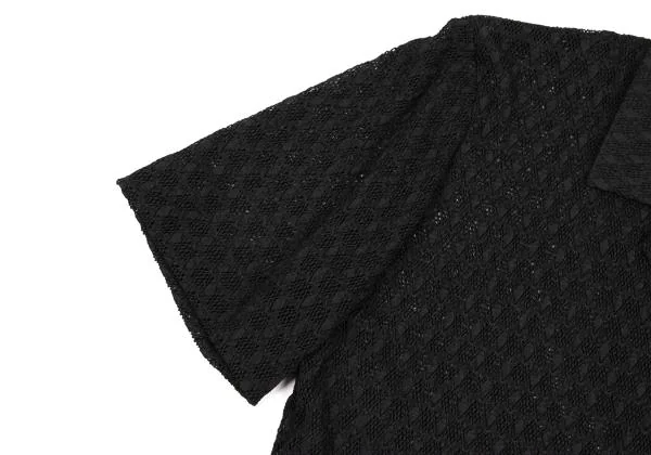JIL SANDER Poly Rhombus Pattern Mesh Open Collar Shirt K-154221_006