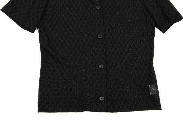 JIL SANDER Poly Rhombus Pattern Mesh Open Collar Shirt K-154221_007