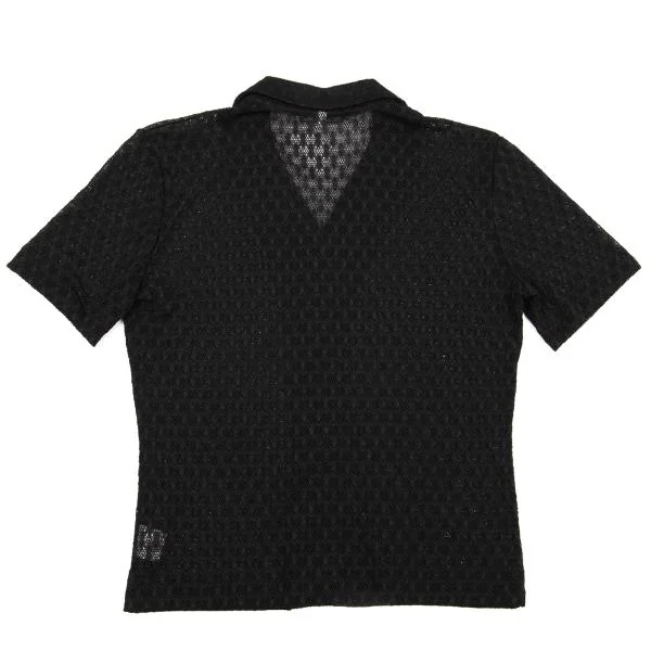 JIL SANDER Poly Rhombus Pattern Mesh Open Collar Shirt K-154221_009