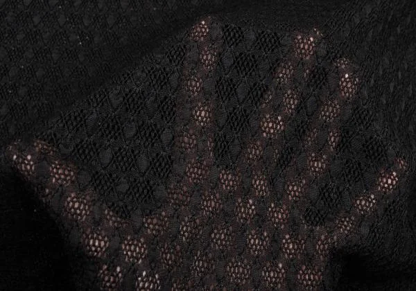 JIL SANDER Poly Rhombus Pattern Mesh Open Collar Shirt K-154221_010