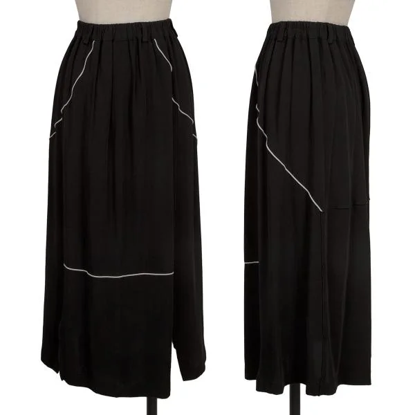 pour deux Rayon Switching Front Slit Skirt Black M K-154234_001