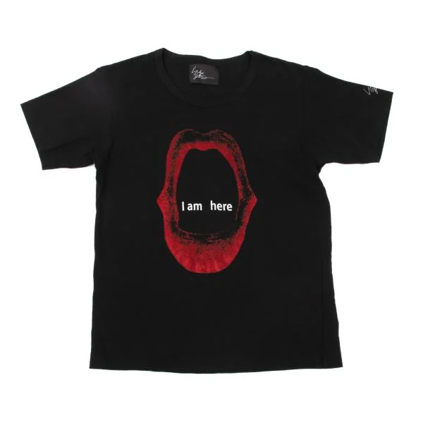 Yohji Yamamoto FEMME Rip Flocky Printed T Shirt Black 2 K-154239_001