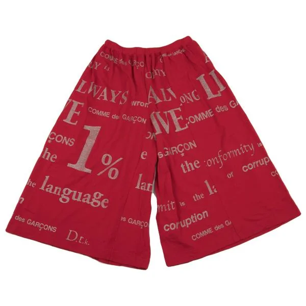 コムデギャルソンCOMME des GARCONS グリッターメッセージプリントワイドパンツ 赤M位 K-154295_001