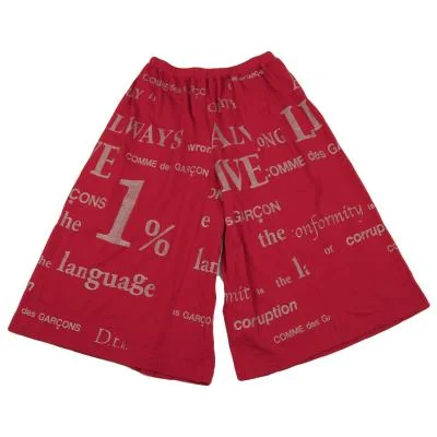 コムデギャルソンCOMME des GARCONS グリッターメッセージプリントワイドパンツ