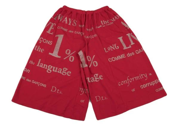 コムデギャルソンCOMME des GARCONS グリッターメッセージプリントワイドパンツ 赤M位 K-154295_006