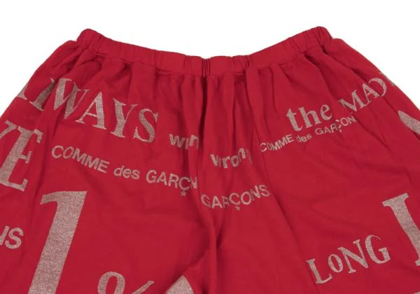 コムデギャルソンCOMME des GARCONS グリッターメッセージプリントワイドパンツ 赤M位 K-154295_007