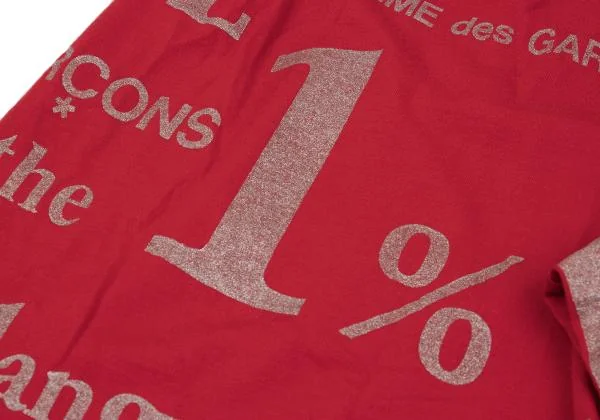 コムデギャルソンCOMME des GARCONS グリッターメッセージプリントワイドパンツ 赤M位 K-154295_009