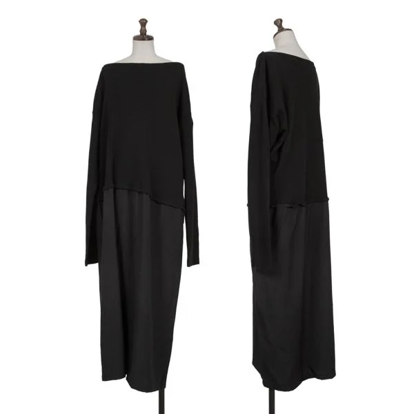 Yohji Yamamoto FEMME Wool Switching Knit Dress Black S-M K-154354_001