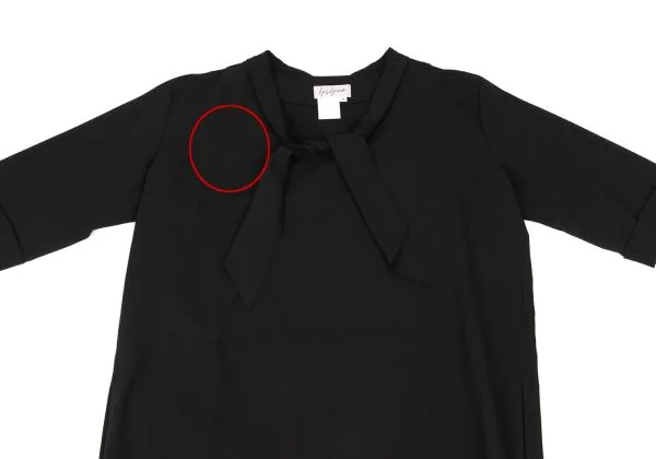 ヨウジヤマモト ファムYohji Yamamoto FEMME ウールギャバストラップデザイン半袖ワンピース 黒S K-154355_003