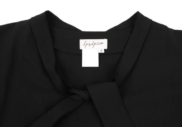 ヨウジヤマモト ファムYohji Yamamoto FEMME ウールギャバストラップデザイン半袖ワンピース 黒S K-154355_005