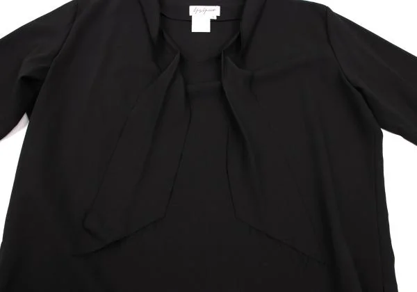 ヨウジヤマモト ファムYohji Yamamoto FEMME ウールギャバストラップデザイン半袖ワンピース 黒S K-154355_006